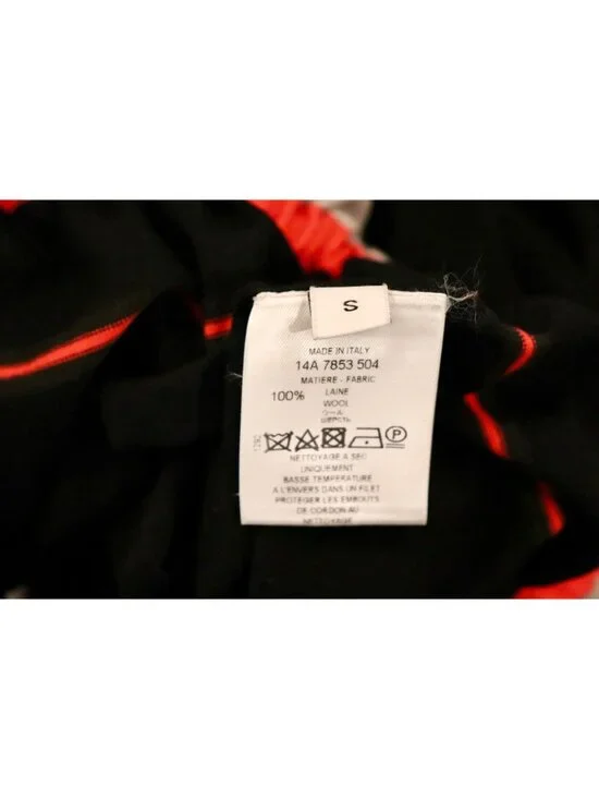 Givenchy Black Wool Sweater With Red & Beige Striped Details And Adjustable Wais - Picture 6 of 6